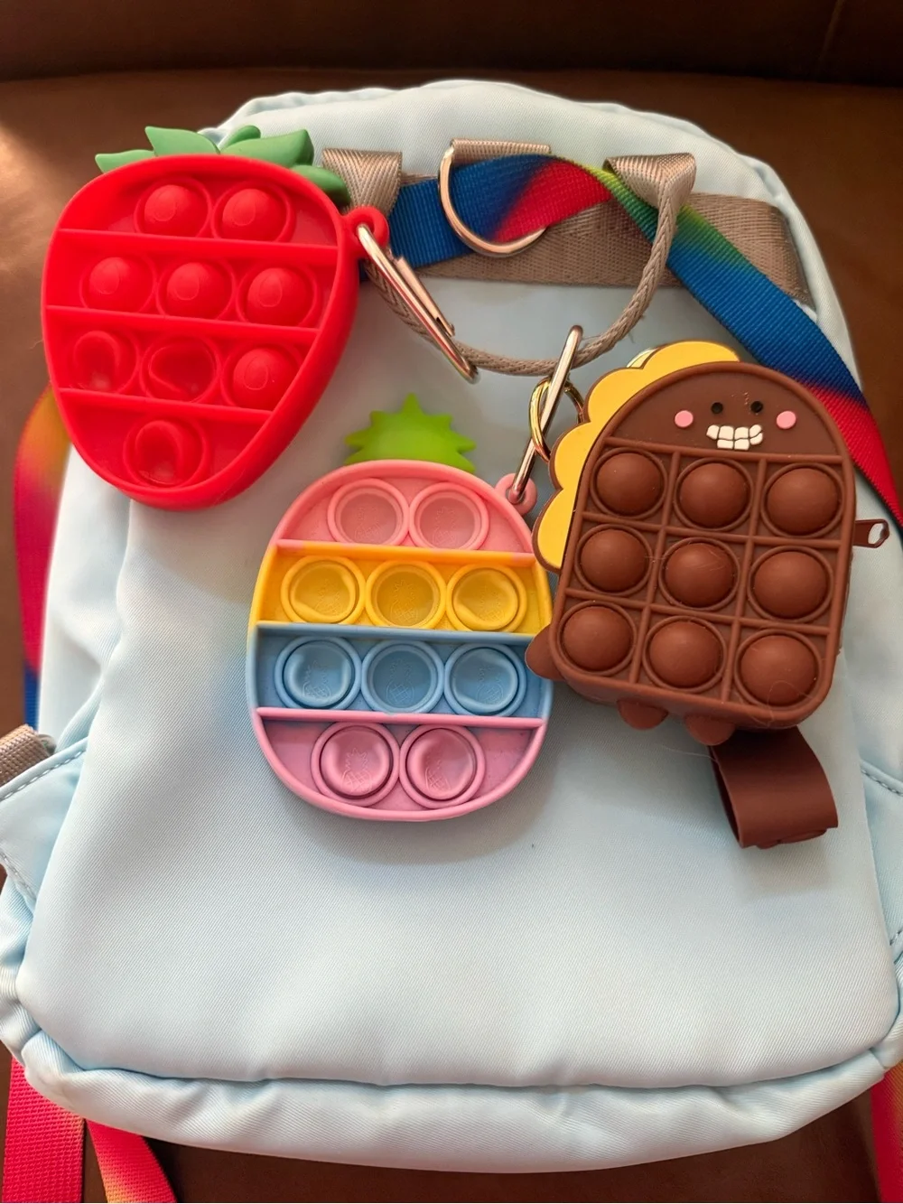 Light Blue Pop-It Sensory Backpack with Blue-White Bubble Panel